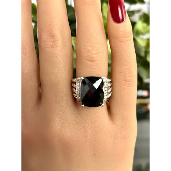 D.Y. 925 Wheaton Onyx/Diamonds Ring - Picture 6 of 10